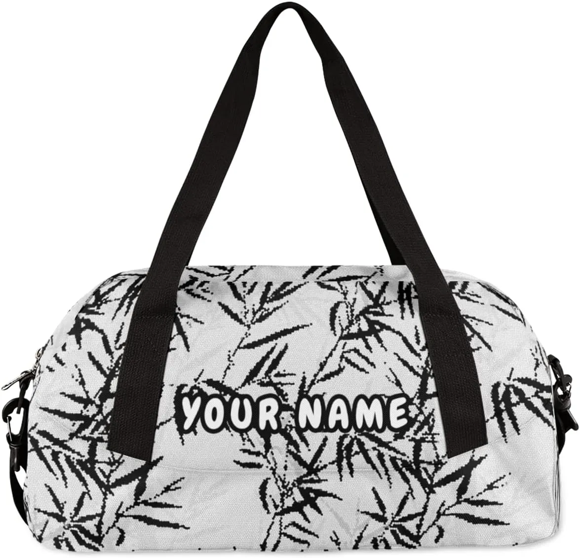 Japanese Flowers Personalized Kids Duffel Bag for Girls Boys, Flowers Debris Pattern Custom Name Dance Bag Overnight Small Duffel Bag Carry On Weekend Travel Bag for School Practice Gymnastics Ballet