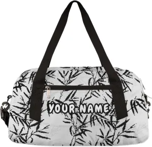 Japanese Flowers Personalized Kids Duffel Bag for Girls Boys, Flowers Debris Pattern Custom Name Dance Bag Overnight Small Duffel Bag Carry On Weekend Travel Bag for School Practice Gymnastics Ballet