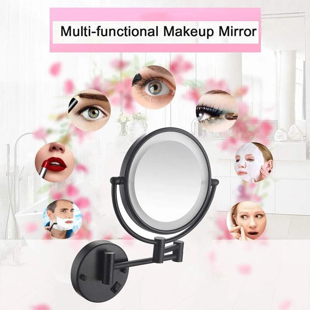 JCAKES Makeup Mirror with Light Wall Mounted Double Sided Vanity Magnifying Mirror Adjustable Telescopic Boom (Size : 5X)