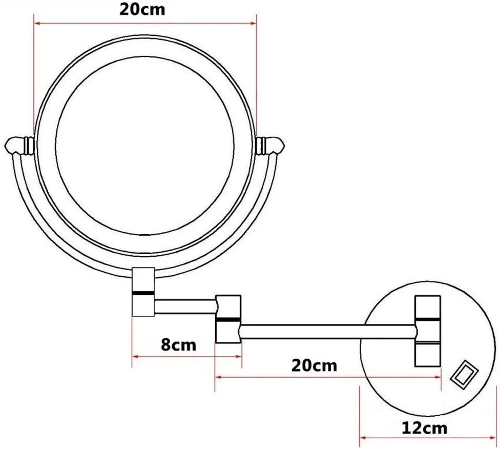 JCAKES Makeup Mirror with Light Wall Mounted Double Sided Vanity Magnifying Mirror Adjustable Telescopic Boom (Size : 5X)