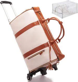 Jenni Bag, Jenni Bag Travel Bag with Wheels, Jenni Travel Bag (Beige with wheels)