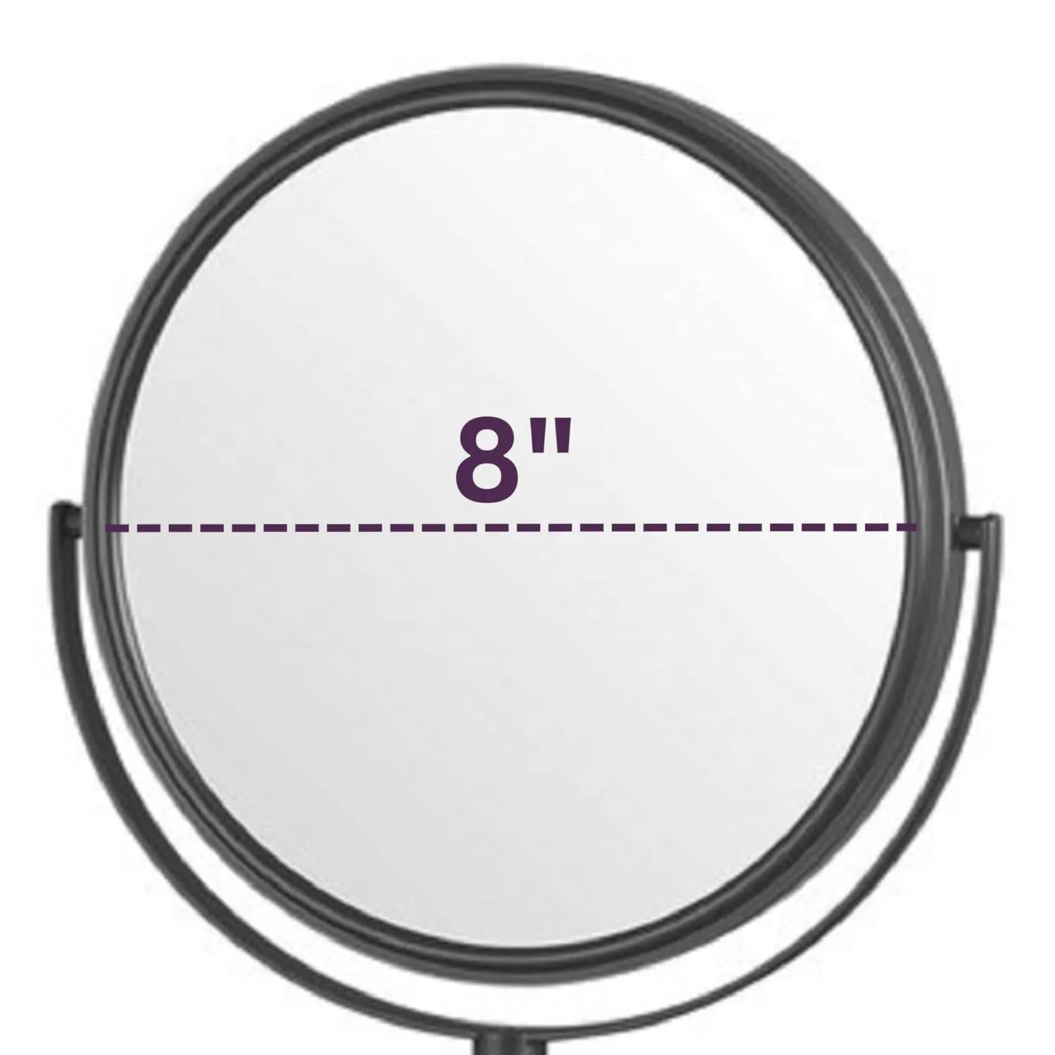 JERDON Two-Sided Wall Mounted Black Makeup Mirror - 5X-1X Magnification - 8” Diameter Mirror Extends 13.5” - Model JP7506BK