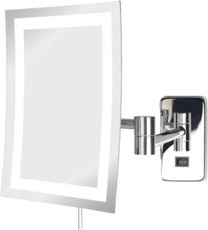 JERDON Wall Mount Makeup Mirror with 5X Magnification - 8.75” x 6.5” Rectangular Design Extends 15.5” from The Wall – Chrome Finish – Direct Wire Only – Model JRT710CLD