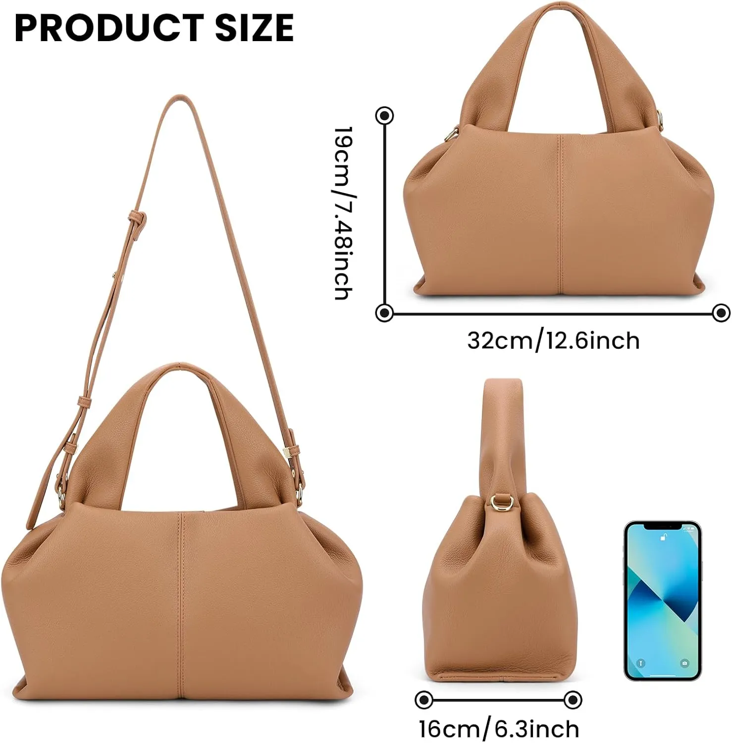 JQWYGB Cloud Pouch Dumpling Clutch Purse Women Tote Shoulder Retro Crossbody Bag with Removable Strap