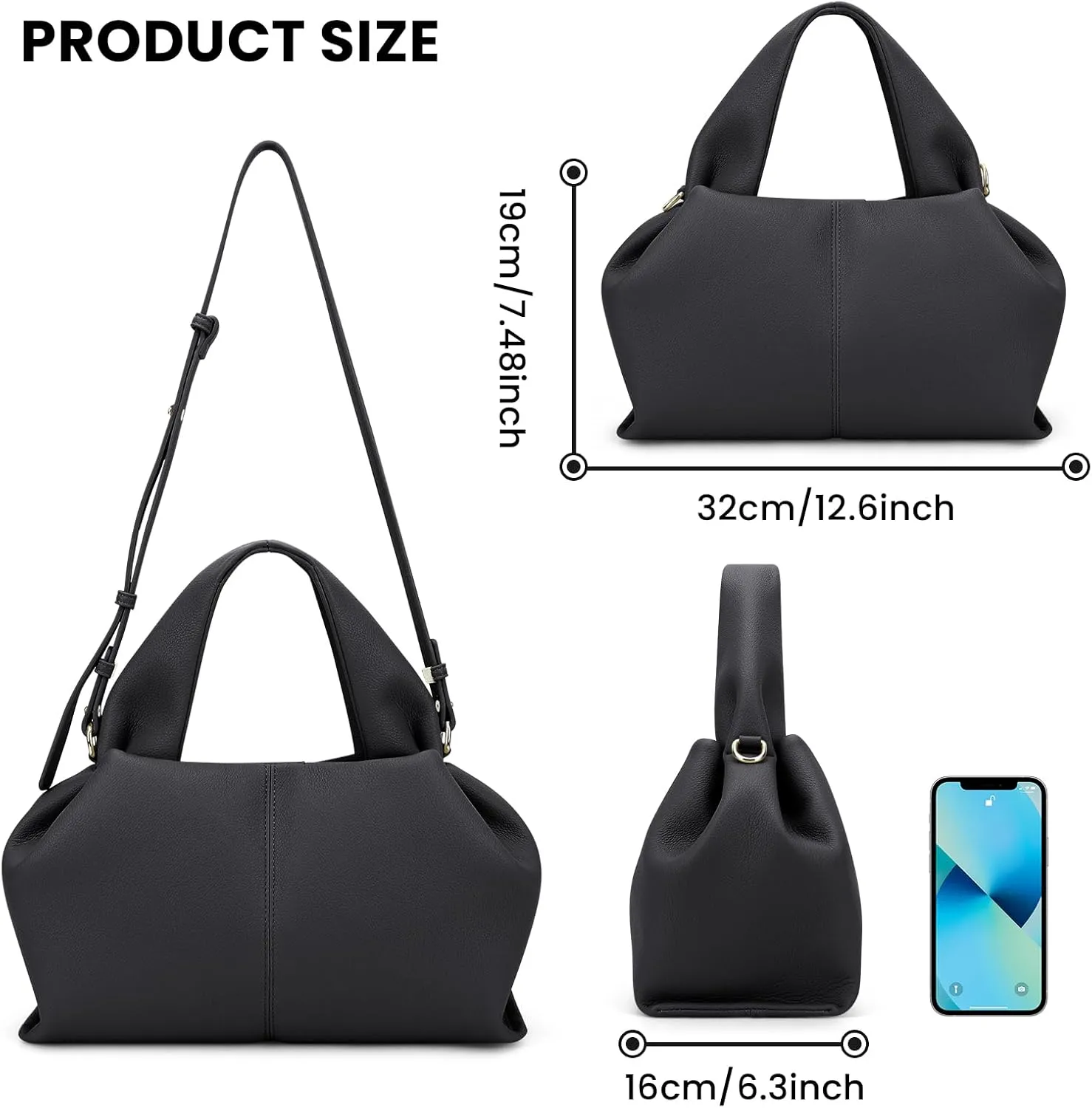 JQWYGB Cloud Pouch Dumpling Clutch Purse Women Tote Shoulder Retro Crossbody Bag with Removable Strap
