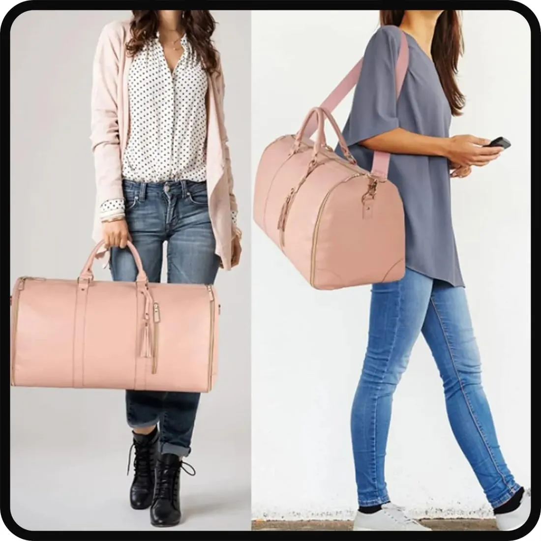 June Travel Bag, Convertible Duffle Garment Bag, 3 In 1 Garment Duffle Bags for Travel, Large Capacity Luggage Bag for Women (one size,Pink)
