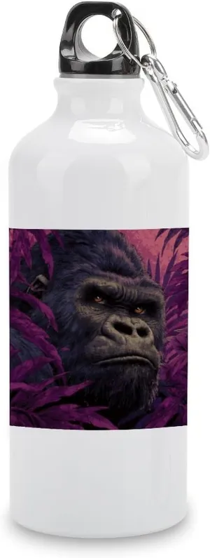 Jungle Gorilla Travel Aluminum Water Bottle, Sport Bottle with Twist Cap Buckle for Men Women Camping Hiking 600ml