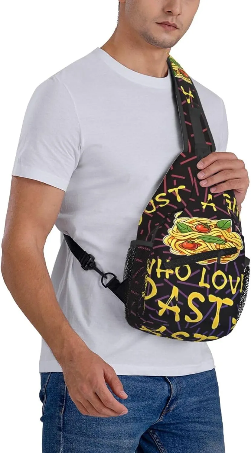 Just A Girl Who Loves Pasta Small Crossbody Backpack Sling Bag For Men Women Mini One Shoulder Chest Bags Gym Sport Travel Hiking Daypack