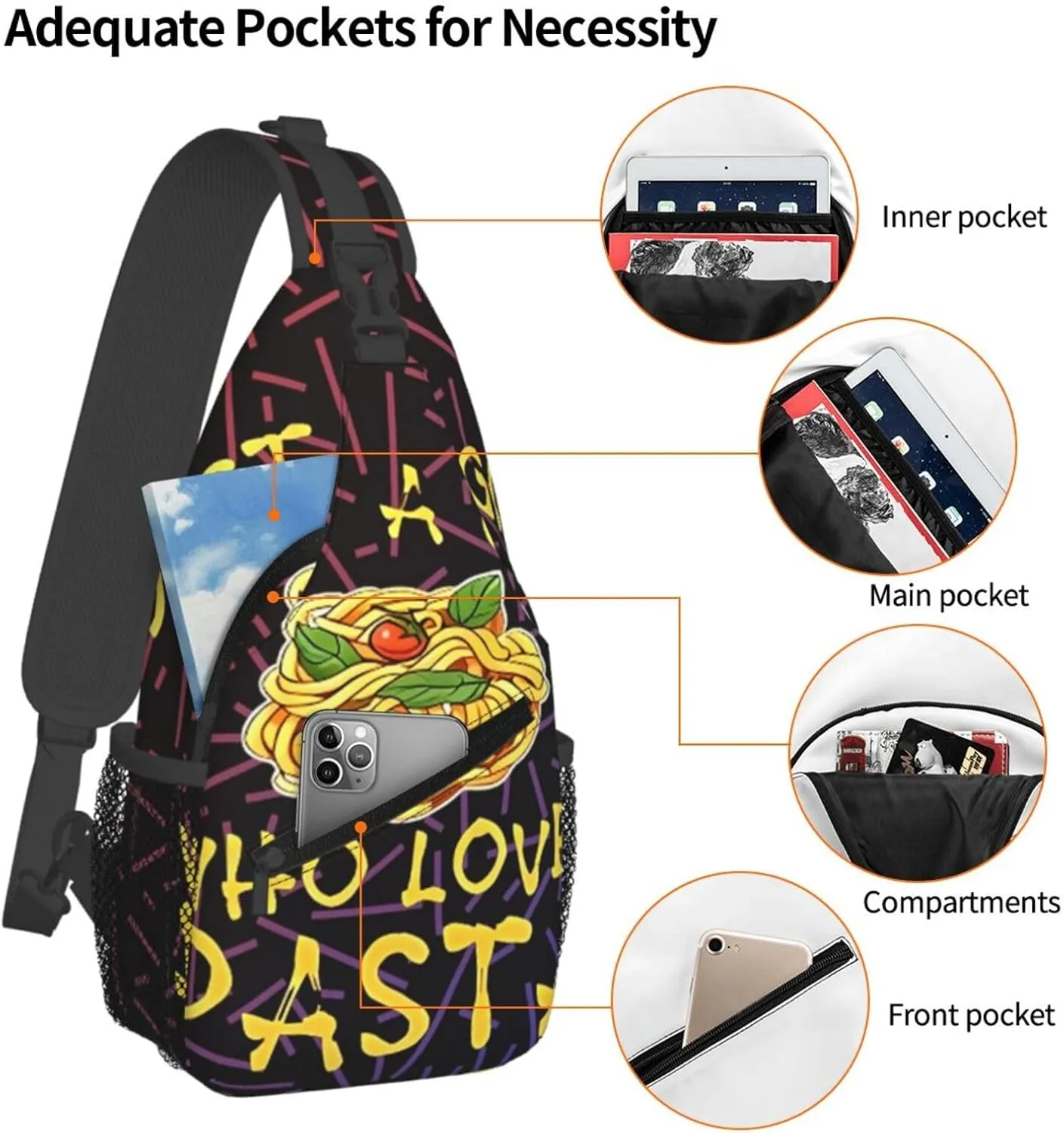 Just A Girl Who Loves Pasta Small Crossbody Backpack Sling Bag For Men Women Mini One Shoulder Chest Bags Gym Sport Travel Hiking Daypack