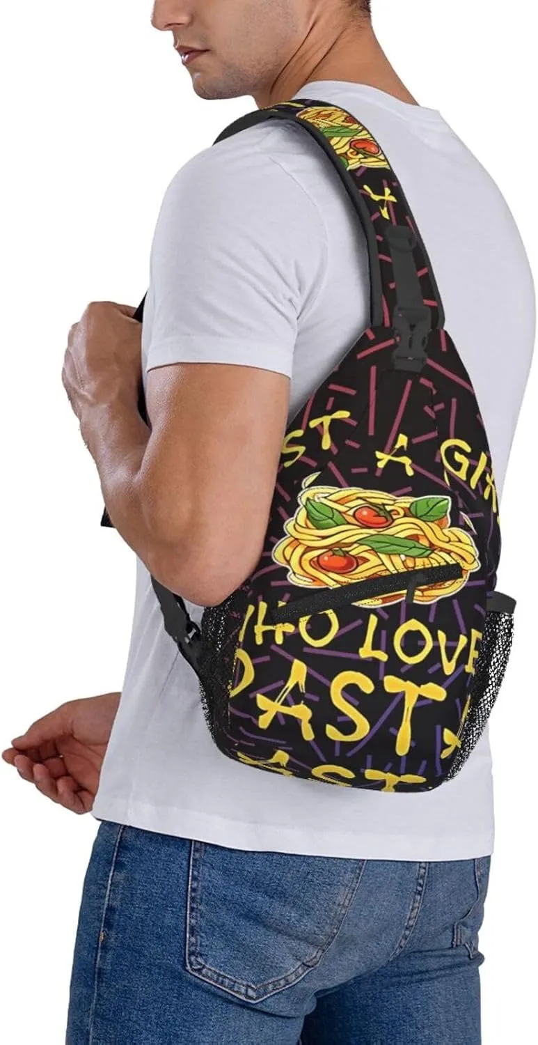 Just A Girl Who Loves Pasta Small Crossbody Backpack Sling Bag For Men Women Mini One Shoulder Chest Bags Gym Sport Travel Hiking Daypack