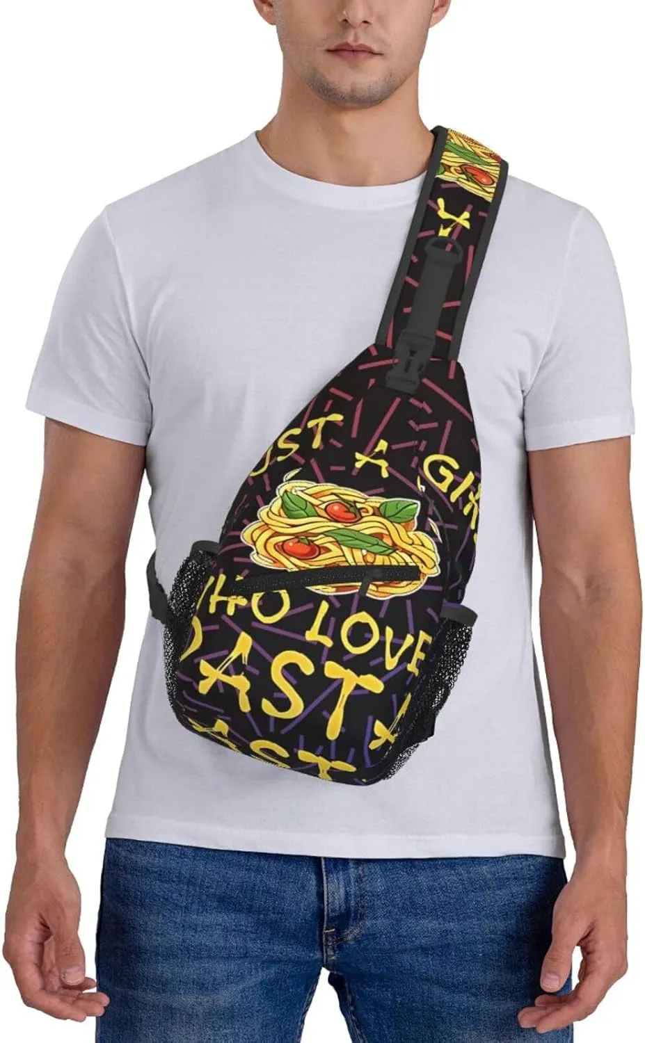 Just A Girl Who Loves Pasta Small Crossbody Backpack Sling Bag For Men Women Mini One Shoulder Chest Bags Gym Sport Travel Hiking Daypack
