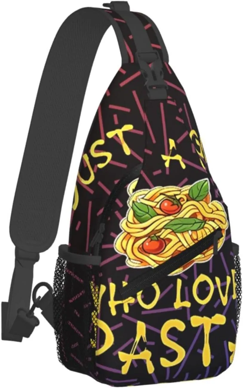Just A Girl Who Loves Pasta Small Crossbody Backpack Sling Bag For Men Women Mini One Shoulder Chest Bags Gym Sport Travel Hiking Daypack