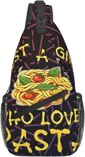 Just A Girl Who Loves Pasta Small Crossbody Backpack Sling Bag For Men Women Mini One Shoulder Chest Bags Gym Sport Travel Hiking Daypack