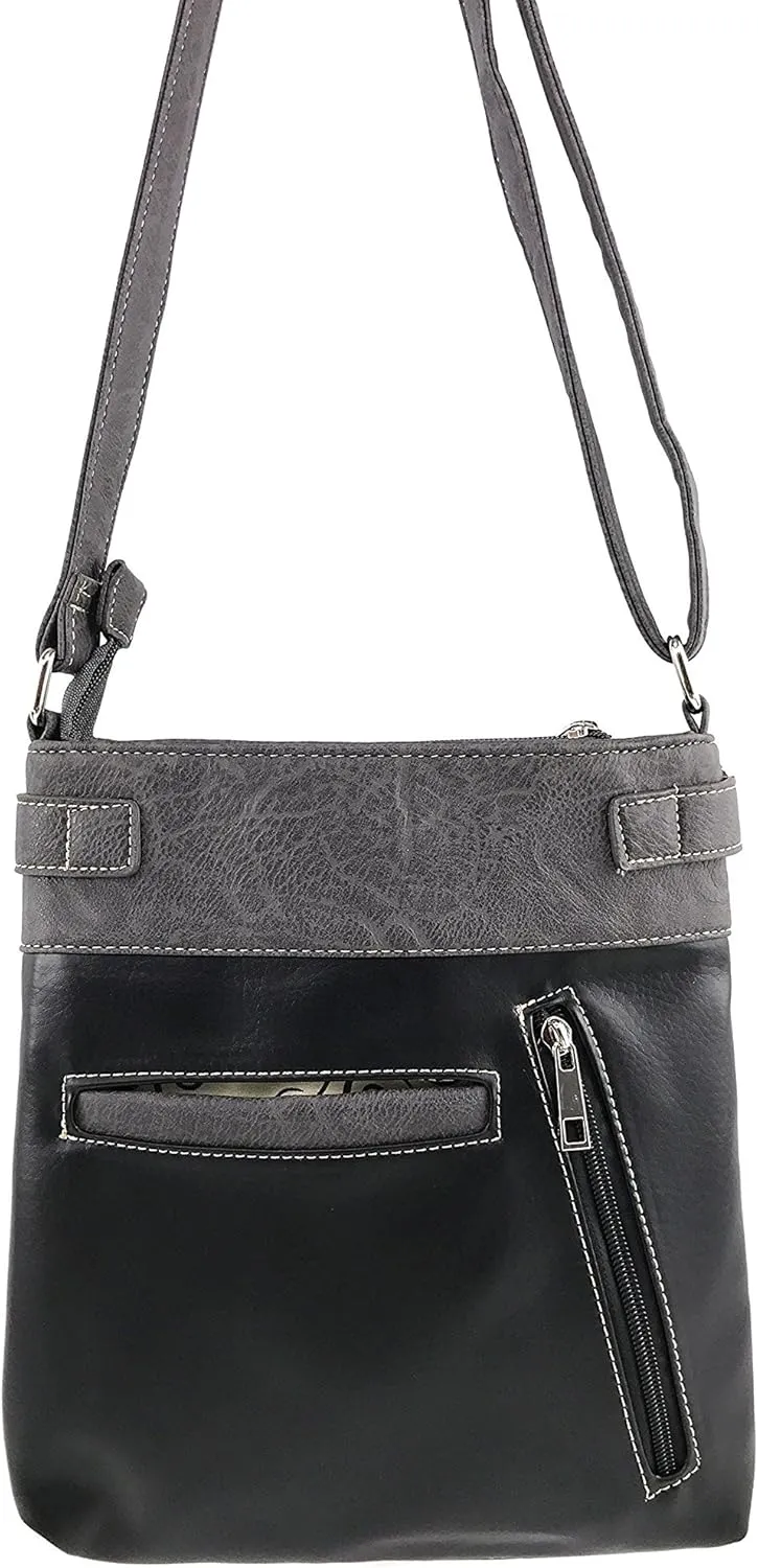 Justin West Concealed Carry Western Studded Turquoise Concho Embellishment Messenger Cross Body Handbag Purse