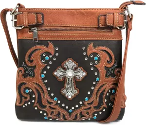 Justin West Concealed Carry Western Tritone Buckle Longhorn Star Handbag Purse