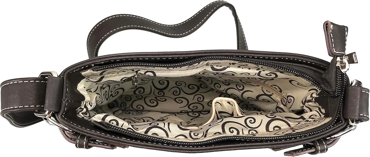 Justin West Concealed Carry Western Tritone Buckle Longhorn Star Handbag Purse