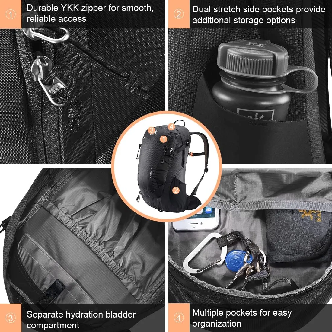 KAILAS Q-WIND II 28L Hiking Daypack Waterproof Lightweight Backpack with Rain Cover for Men Women Travel Outdoor