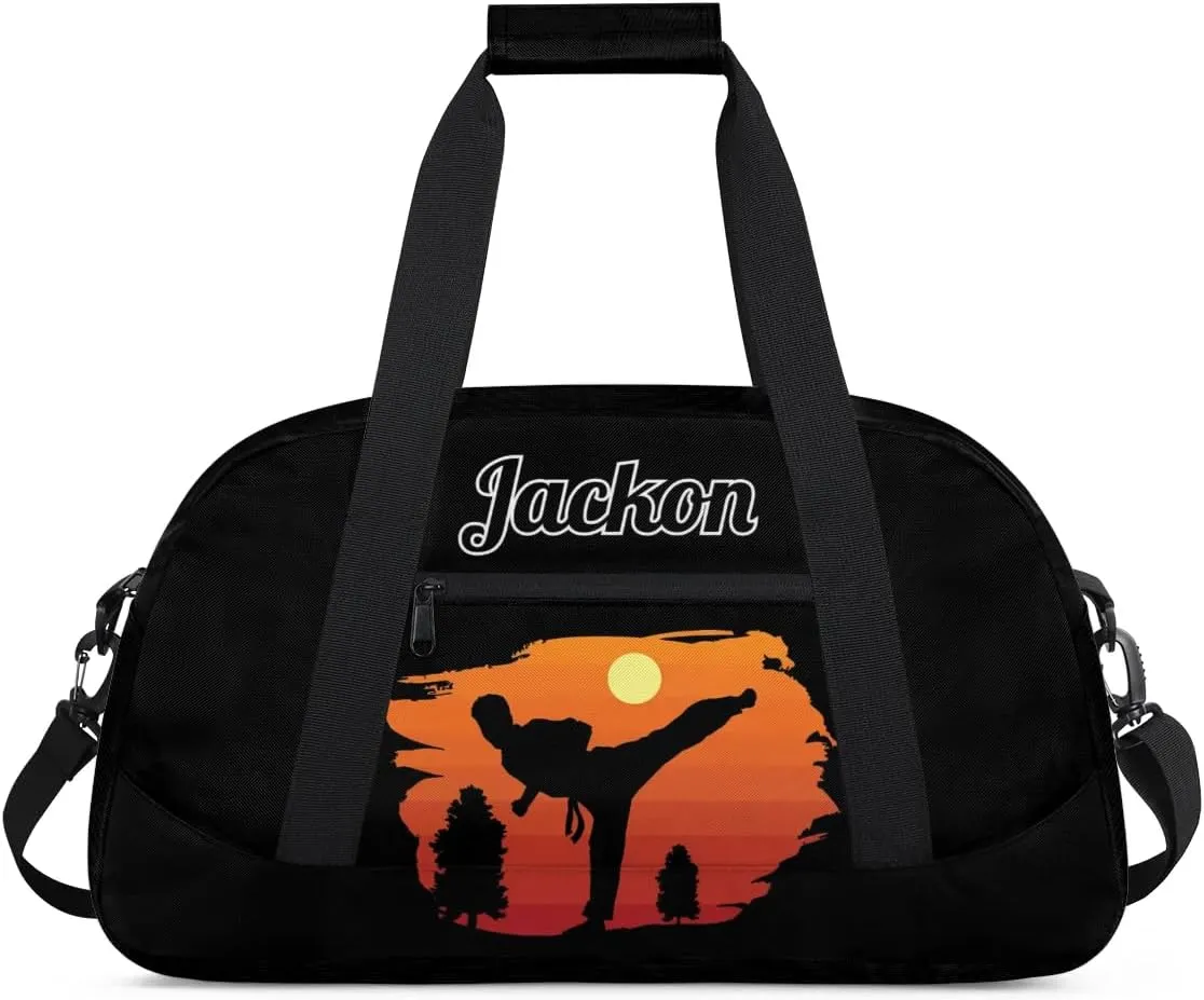 Karate Taekwondo Custom Sports Gym Bag for Girls Boys, Overnight Duffel Bags Cheerleader for Kids Personalized Dance Bag, Gymnastics Duffel Bag