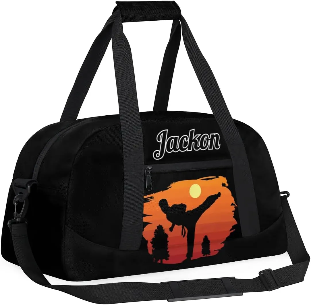 Karate Taekwondo Custom Sports Gym Bag for Girls Boys, Overnight Duffel Bags Cheerleader for Kids Personalized Dance Bag, Gymnastics Duffel Bag