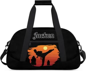 Karate Taekwondo Custom Sports Gym Bag for Girls Boys, Overnight Duffel Bags Cheerleader for Kids Personalized Dance Bag, Gymnastics Duffel Bag