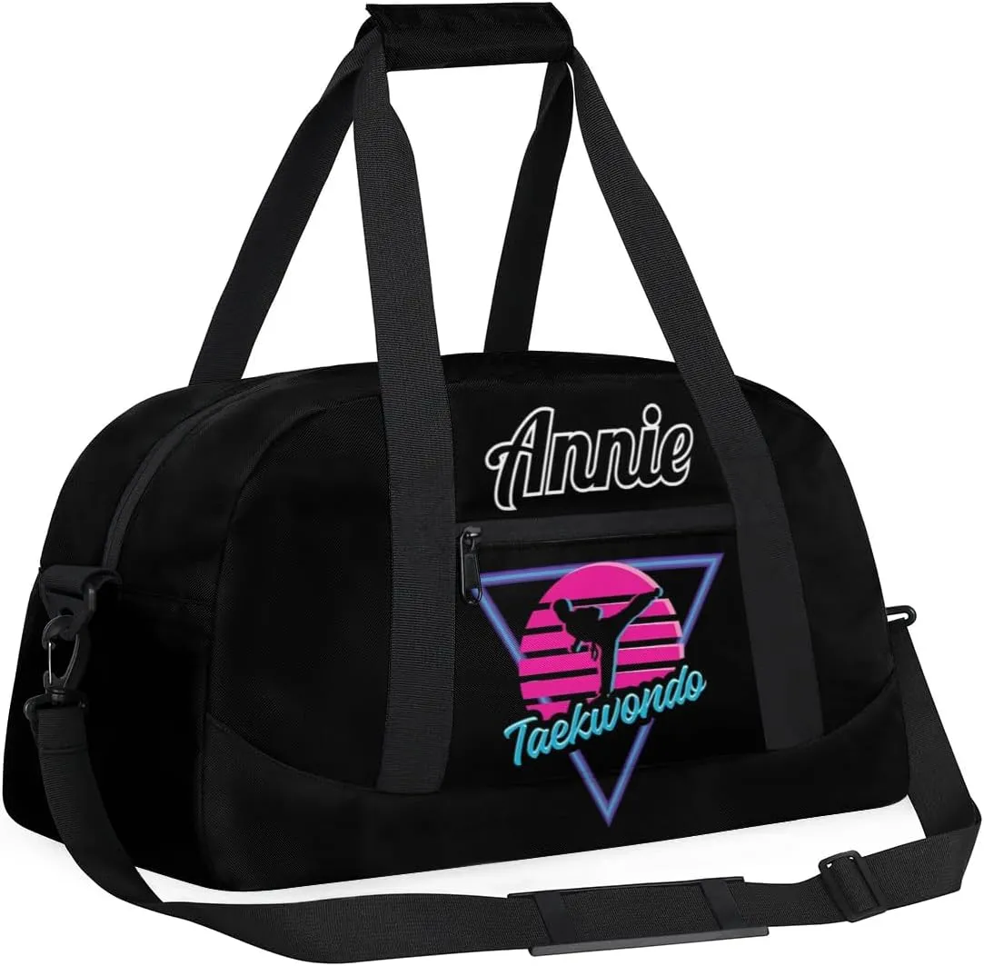 Karate Taekwondo Custom Sports Gym Bag for Girls Boys, Overnight Duffel Bags Cheerleader for Kids Personalized Dance Bag, Gymnastics Duffel Bag