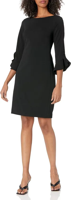 Karl Lagerfeld Paris Women's Tulip Sleeve Crepe Dress