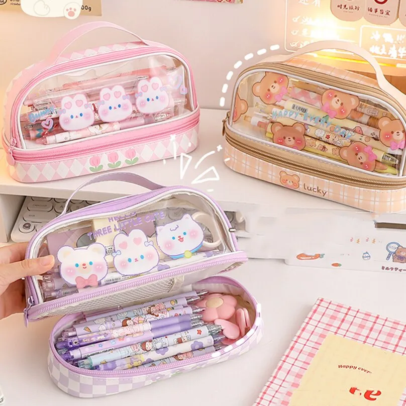 Kawaii Japanese Style Pastel Transparent Pencil Case