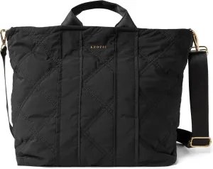 KEDZIE Cloud 9 Quilted Puffer Tote Bag Crossbody Purse for Women - Midnight Black
