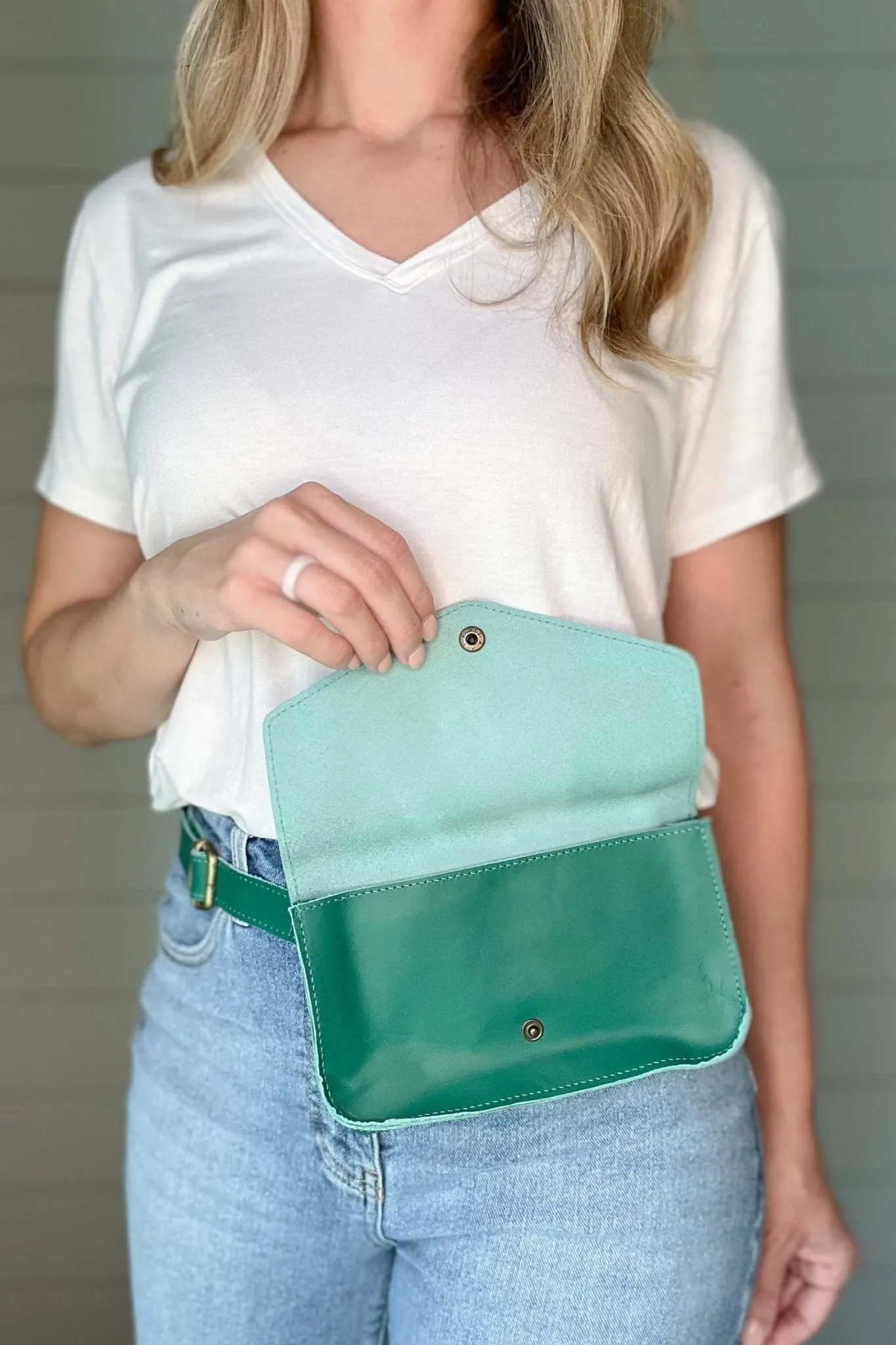 Kelly Green Leather Belt Bag
