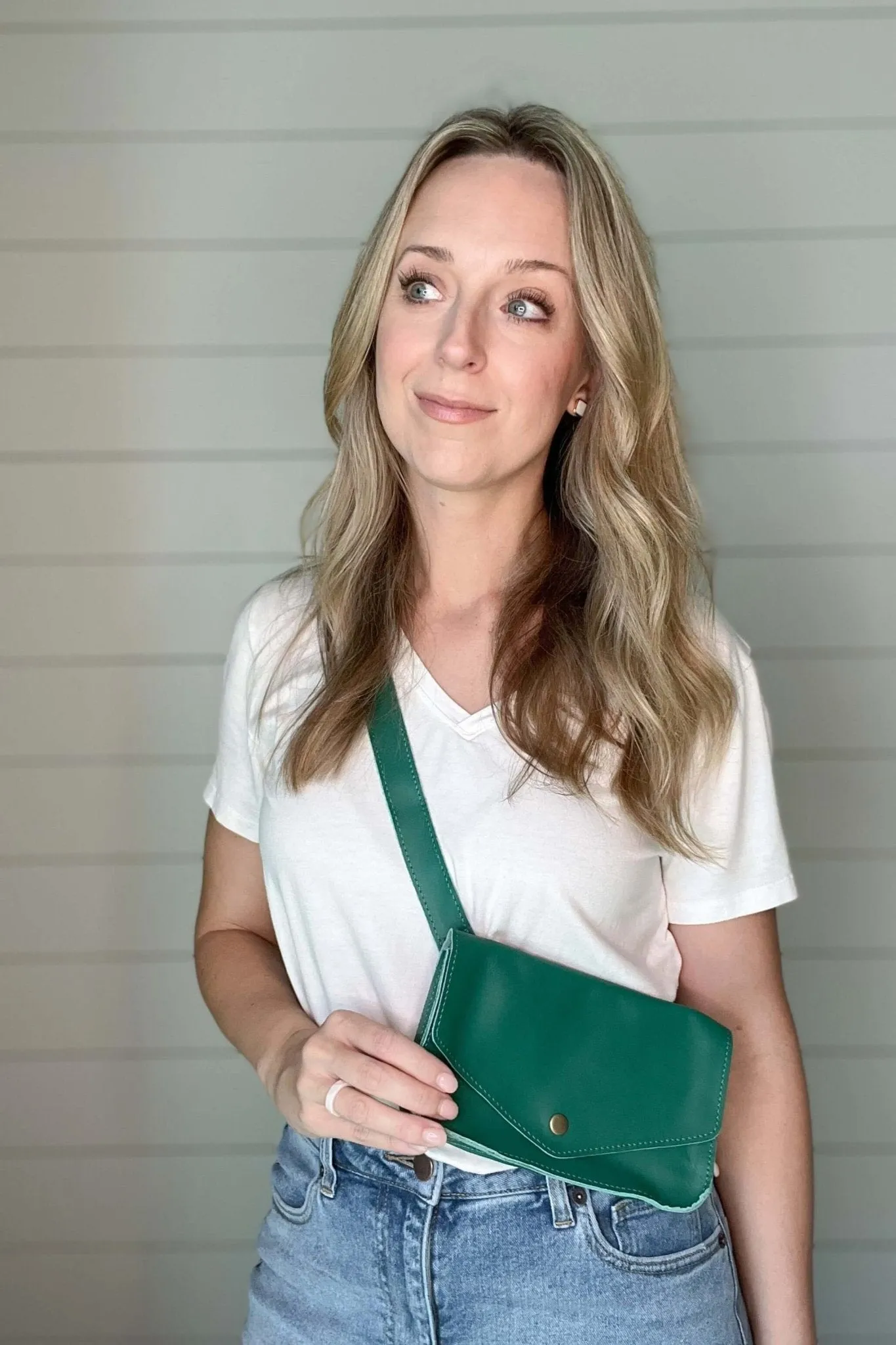 Kelly Green Leather Belt Bag