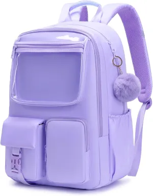 Kids Backpack for Girls Bookbag College Middle High School Bag for Student Purple Plain Ita Bag