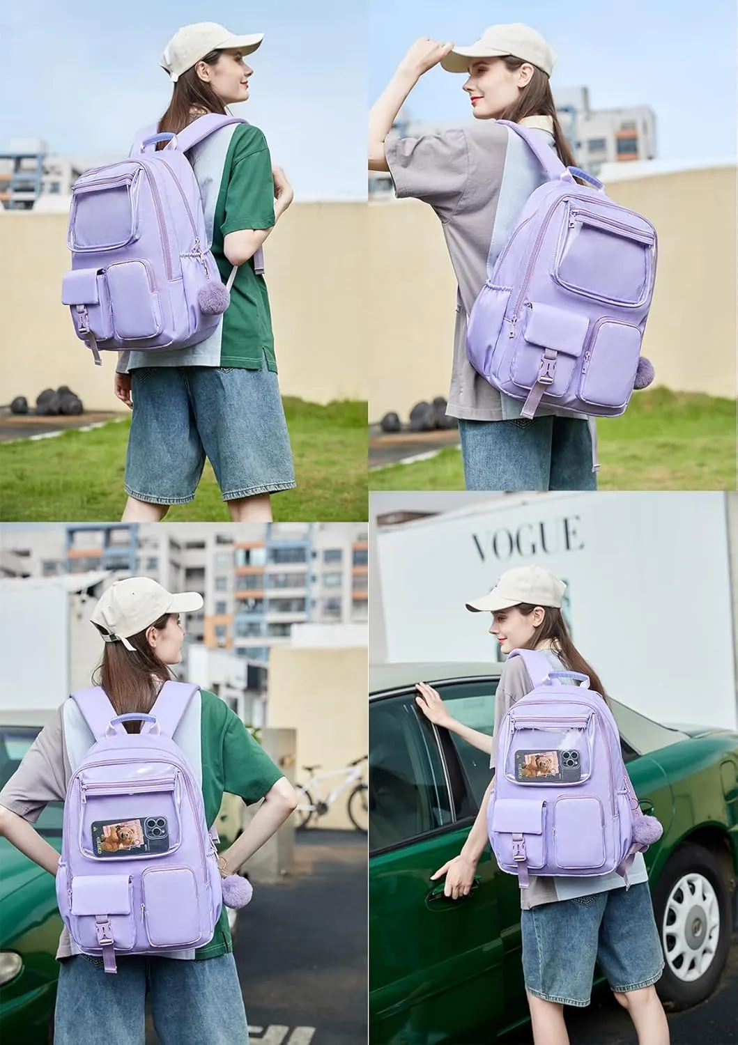 Kids Backpack for Girls Bookbag College Middle High School Bag for Student Purple Plain Ita Bag