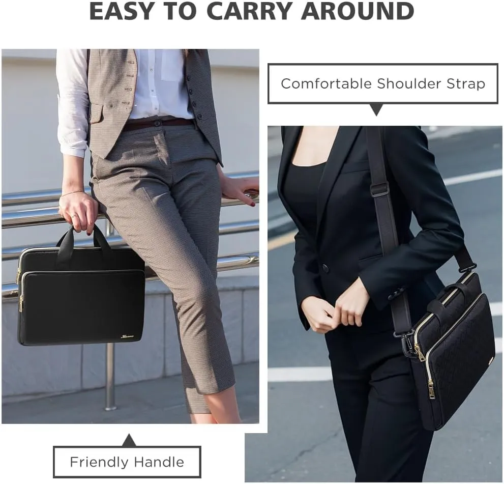 KIZUNA Laptop Sleeve Case 13 Inch Computer Shoulder Bag for 14" MacBook Pro M3 2023/M2 M1 Max /13.6" New MacBook Air M2/14 Lenovo ThinkPad X1 Carbon/Yoga C740 S740 C930/14 IdeaPad Flex 5i, Black