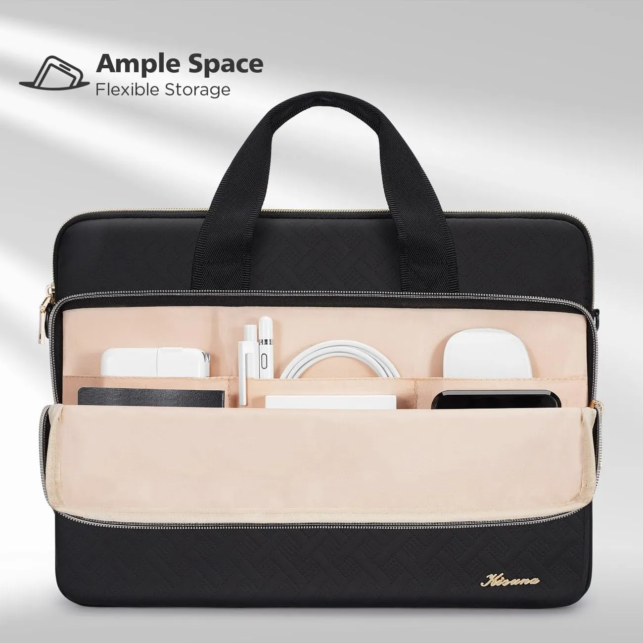 KIZUNA Laptop Sleeve Case 13 Inch Computer Shoulder Bag for 14" MacBook Pro M3 2023/M2 M1 Max /13.6" New MacBook Air M2/14 Lenovo ThinkPad X1 Carbon/Yoga C740 S740 C930/14 IdeaPad Flex 5i, Black