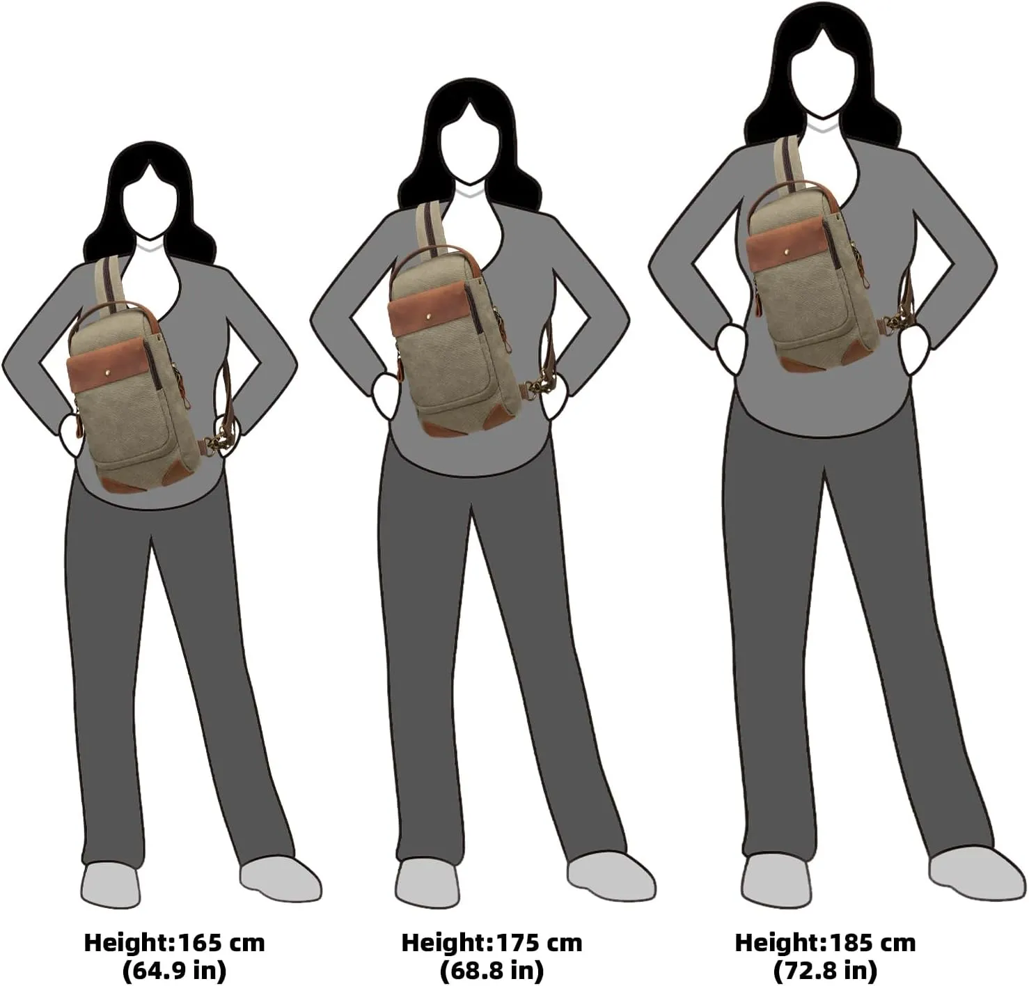 KL928 Canvas Sling Bag Crossbody Backpack Sling Backpack Shoulder Bag Casual Daypacks for Men Women