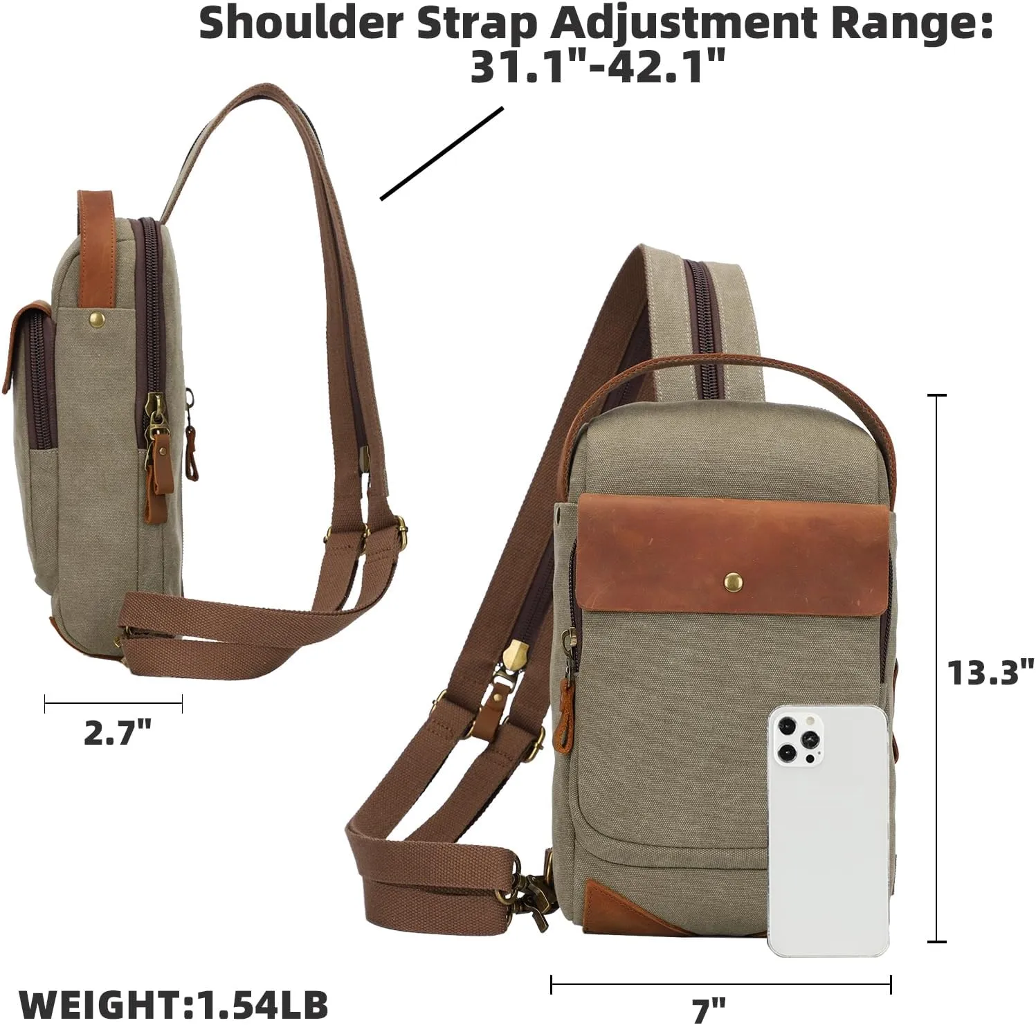 KL928 Canvas Sling Bag Crossbody Backpack Sling Backpack Shoulder Bag Casual Daypacks for Men Women