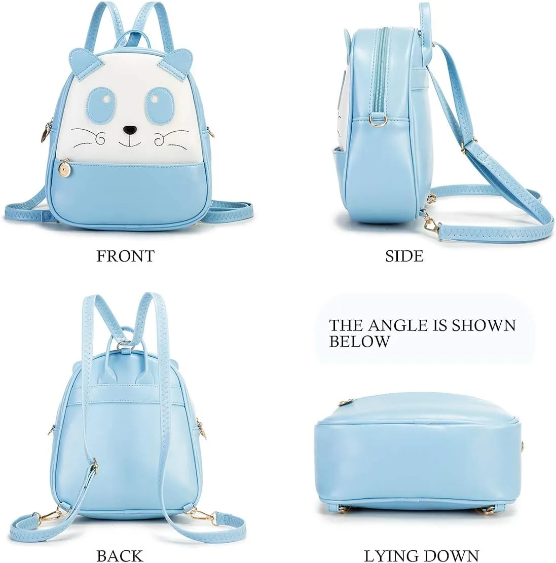 KL928 Girls Mini Backpack Toddler 3D Animal Casual Daypack PU Leather Preschool Convertible Shoulder Bag Gift for Kids (Blue)