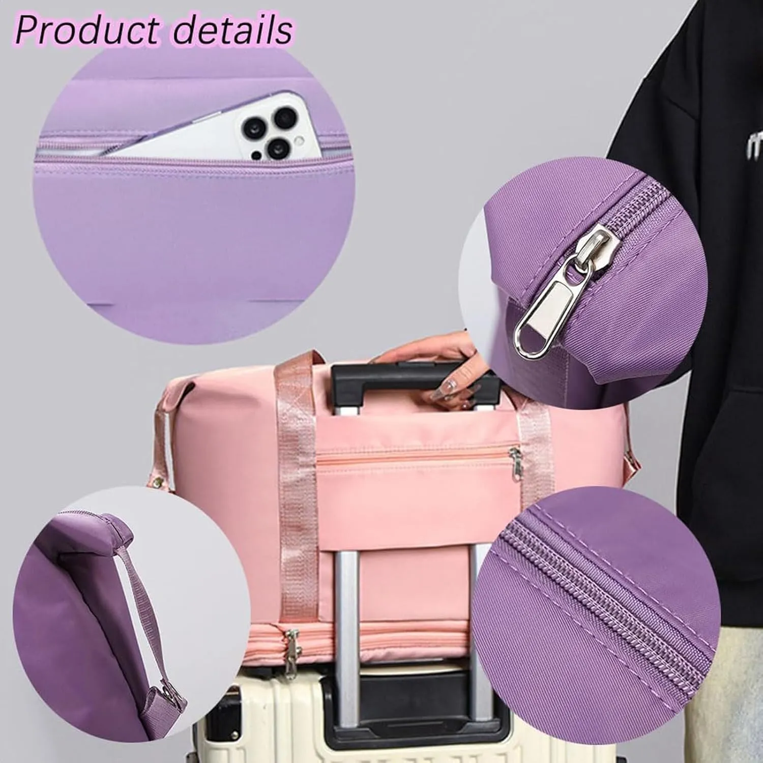 Klarson Expandable Bag with Wheels, Scratch Expandable Travel Duffle Bag with Wheels, Collapsible Rolling Duffle (Grey)