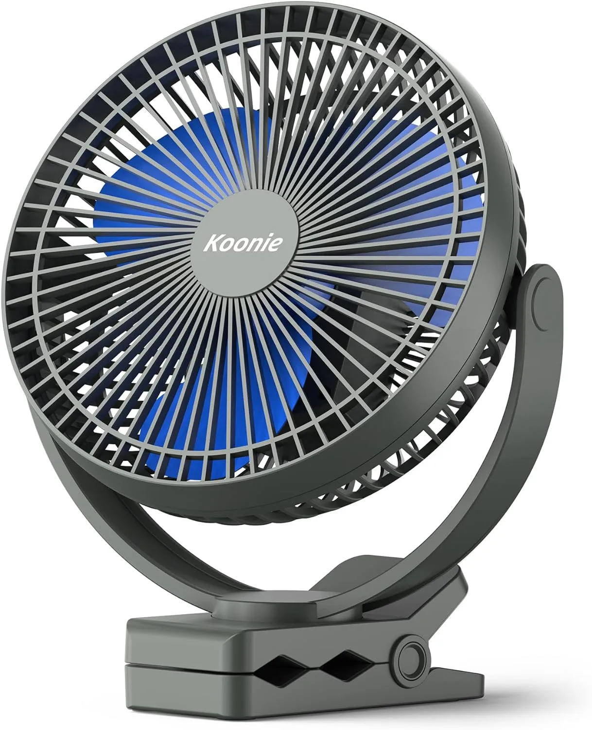 Koonie 10000mAh Rechargeable Portable 8-Inch Clip-on Fan, USB Car Fan 4 Speeds, Sturdy Clamp for Office Desk, Golf Cart, Stroller, Outdoor, Travel, Camping, Tent, Gym, Treadmill