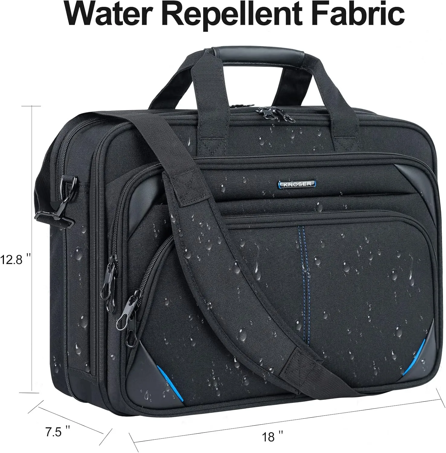 KROSER Laptop Bag 17.3 Inch Premium Laptop Briefcase, Expandable Laptop Shoulder Messenger Bag Durable Computer Case