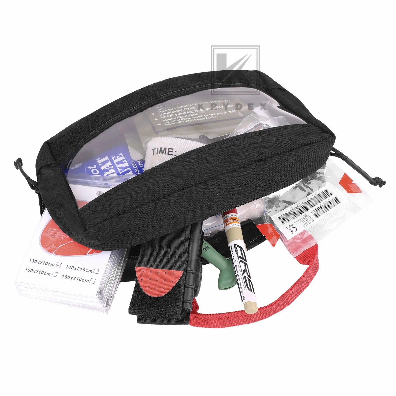Krydex Clear Top Insert Large/Small for D3 Tactical Backpack Organizer Bag Hook & Loop Medic Pouch