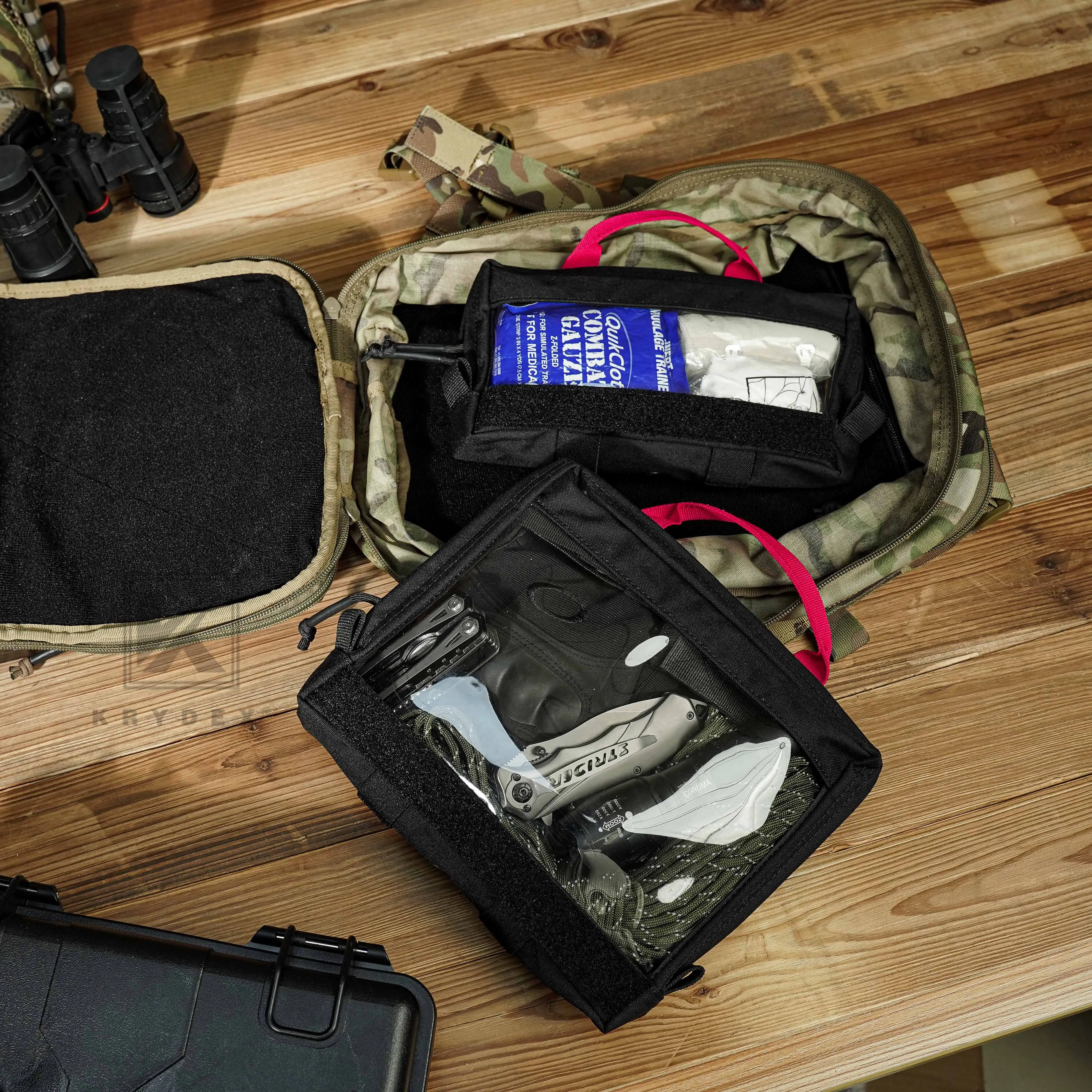 Krydex Clear Top Insert Large/Small for D3 Tactical Backpack Organizer Bag Hook & Loop Medic Pouch