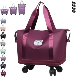 Kulken Beente Travel Bag With Wheels 2025 New Large Capacity Travel Bag Universal Wheel Removable (Rose)