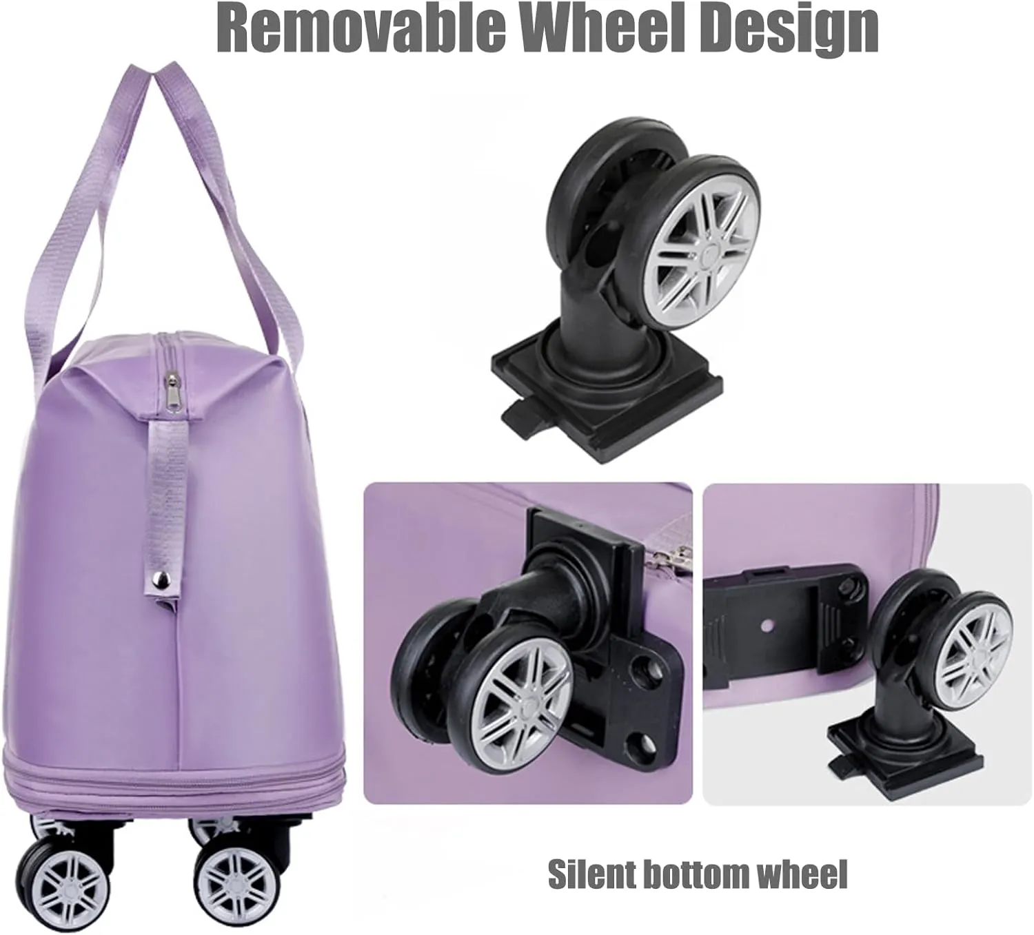 Kulken Travel Bag With Wheels, Expandable Large Capacity 2025 New Travel Bag - Universal Wheel Removable (Black)