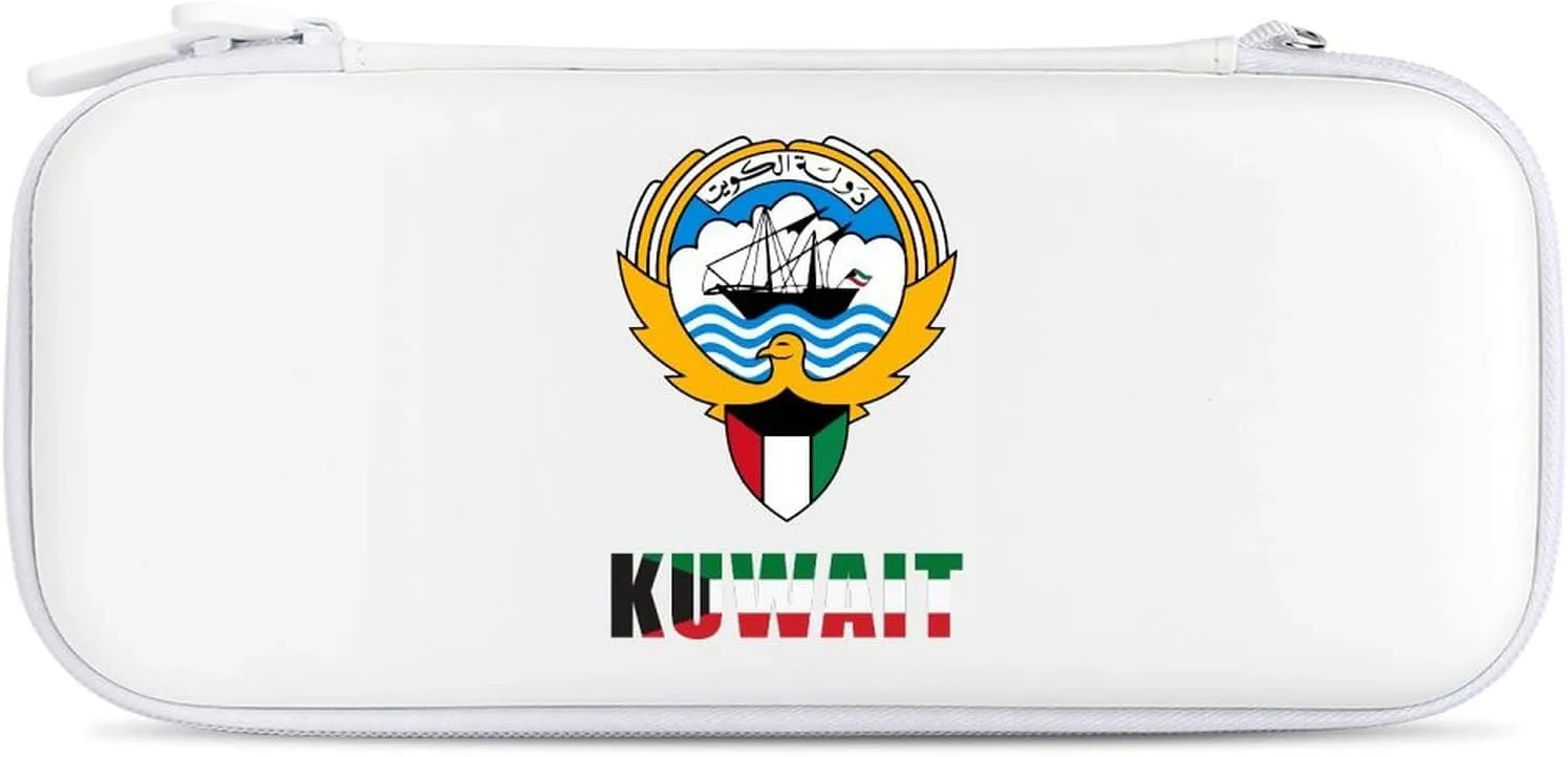 Kuwait Flag Kuwaiti National Emblem Compatible with Switch Carrying Case Hard Travel Game Bag Pouch with 15 Games Accessories