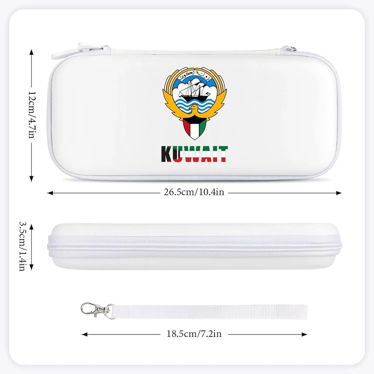 Kuwait Flag Kuwaiti National Emblem Compatible with Switch Carrying Case Hard Travel Game Bag Pouch with 15 Games Accessories