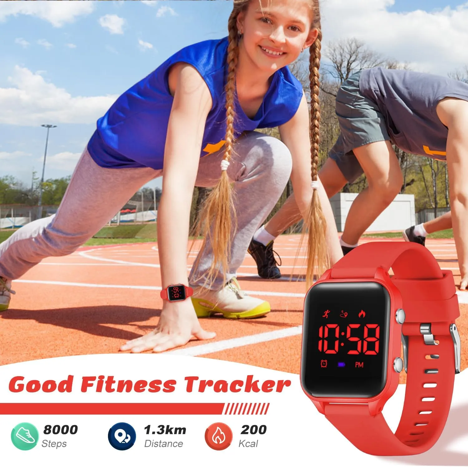 L LAVAREDO Waterproof Kids Digital Watches for Boys Girls,Sport Watch with Pedometer Stopwatch Vibration Alarm for Ages 5-13,No App Fitness Tracker Watch for Kids Teens Birthday Christmas Gifts