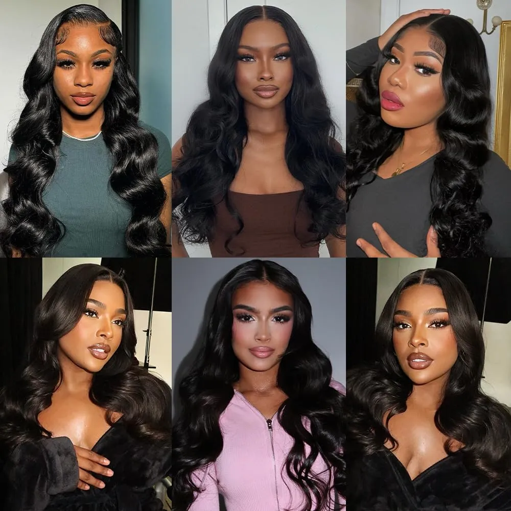 Lace Front Wigs Human Hair 26 inch Body Wave Human Hair Wig for Black Women 13x4 HD Lace Frontal Wigs Human Hair Black Wig Human Hair Pre Plucked with Baby Hair Natural Hair Wig 220% Density