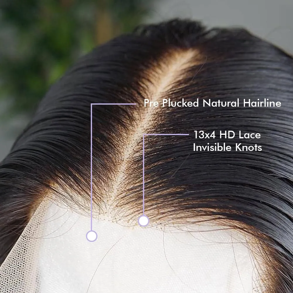 Lace Front Wigs Human Hair 26 inch Body Wave Human Hair Wig for Black Women 13x4 HD Lace Frontal Wigs Human Hair Black Wig Human Hair Pre Plucked with Baby Hair Natural Hair Wig 220% Density