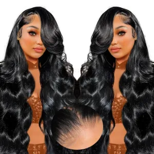 Lace Front Wigs Human Hair 26 inch Body Wave Human Hair Wig for Black Women 13x4 HD Lace Frontal Wigs Human Hair Black Wig Human Hair Pre Plucked with Baby Hair Natural Hair Wig 220% Density